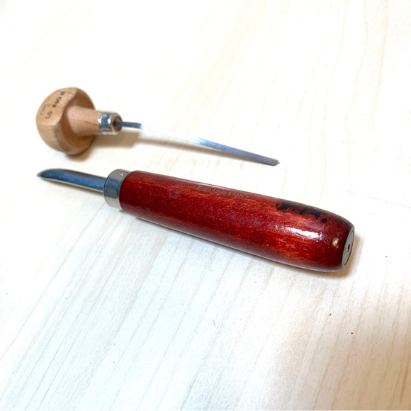 2 Intaglio Etching Printmaking Tools. Burin & burnisher. For Zinc plates. EUC - Picture 3 of 7